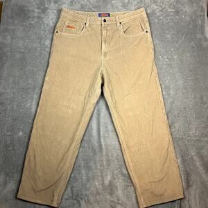 Empyre Relax Loose Fit Skate Corduroy Baggy Pants Button Fly Men's 36 Tan Khaki